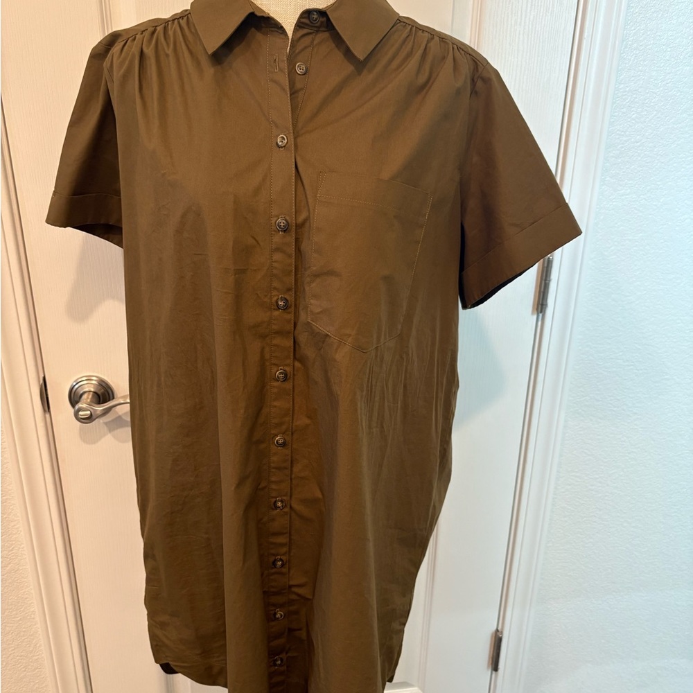 Anthropologie  Olive Button-Down Shirt dress